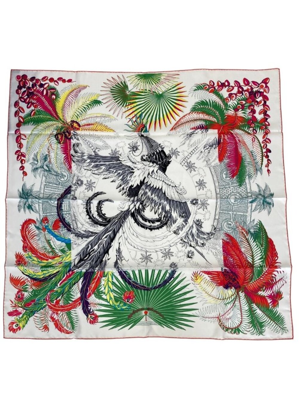 Hermes Carre 90 Mythiques Phoenix Silk Scarf White Multicolor - Picture 1 of 10